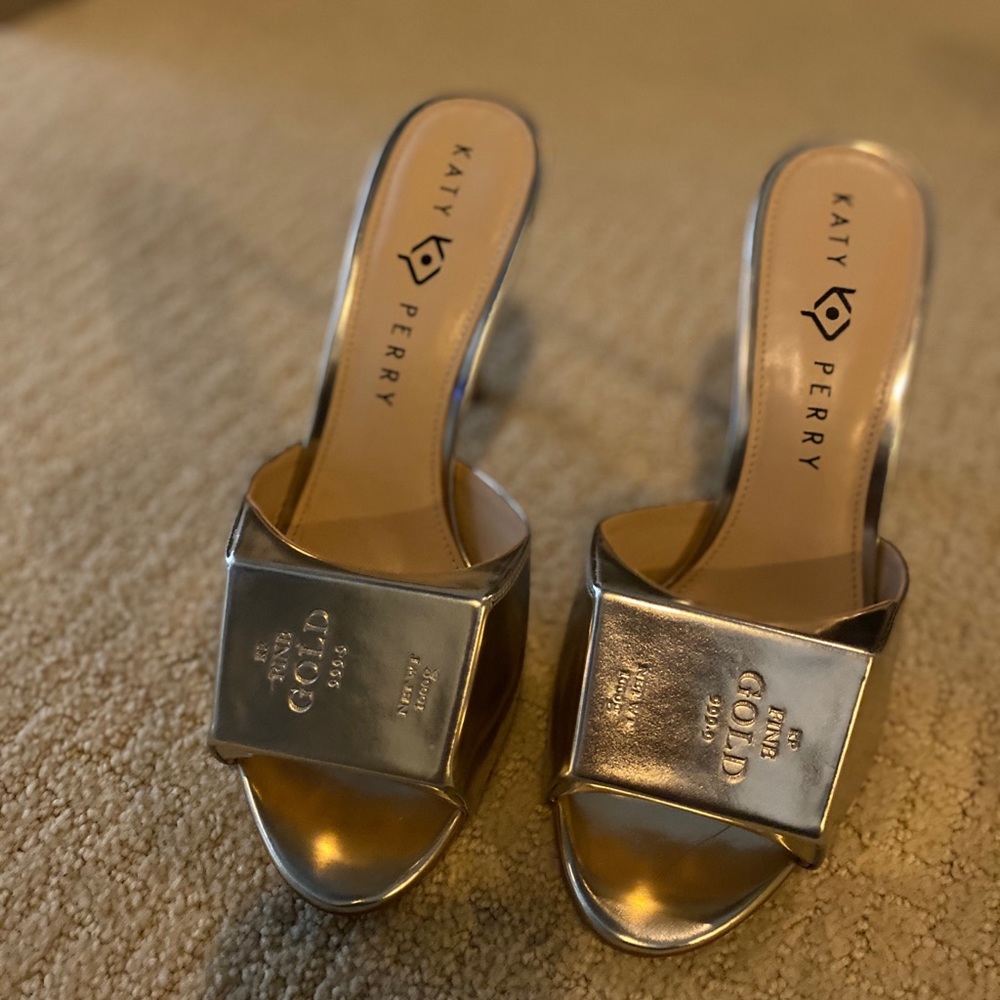 Katy Perry Gold high heel mules